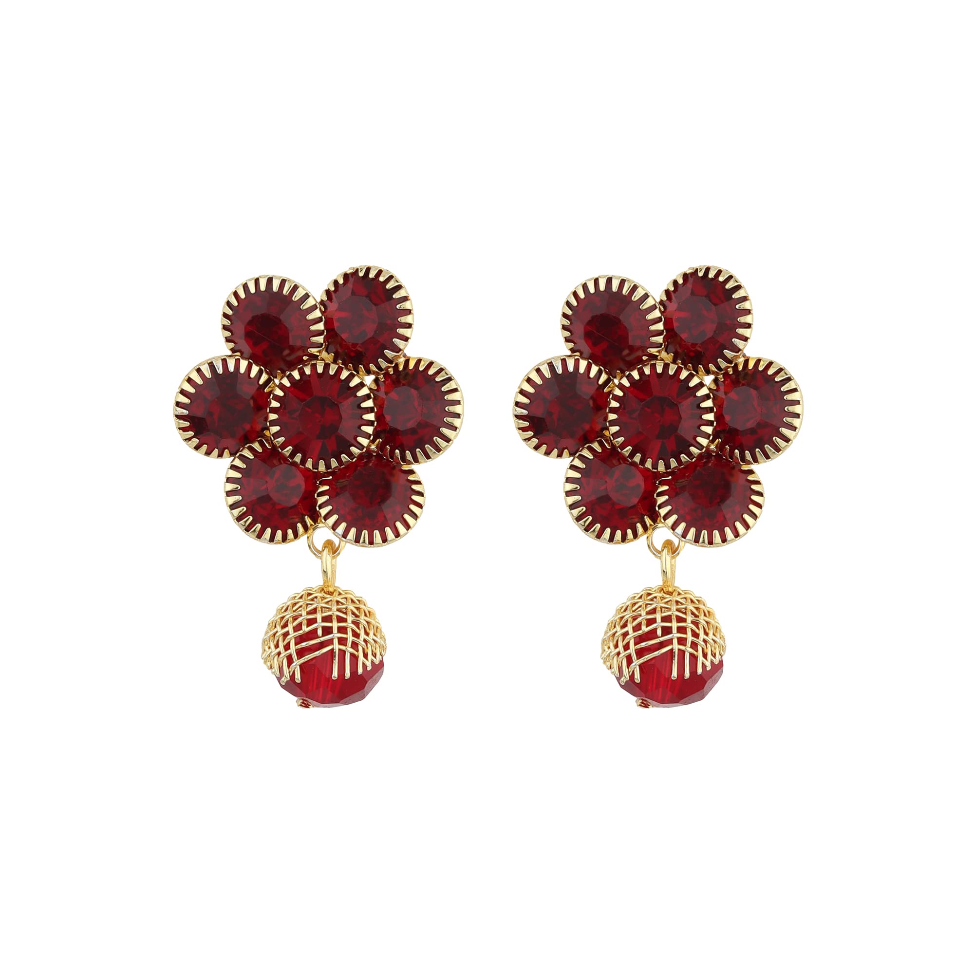 FLINGDOM Clip On Earrings - Stunning Gold-Plated Non Piercing Earrings for Women | Handmade Fake Earrings without Piercing for Effortless Beauty | Press Clip-on for Non Pierced ears (Maroon) (B0BNT1C92F) Amazon Price History, Amazon Price Tracker