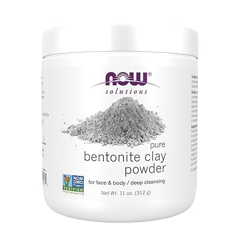 NOW Solutions, polvo de arcilla de bentonita, polvo puro para cara y cuerpo, ideal para pieles grasas, 11 onzas