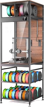 Crafit 3D Printer Cabinet with 48 Spools Filament Storage Rack, 3D Printer Enclosure with Ventilation, Thermo-Hygrometer and LED Light, Heat-Resistant, Dustproof and Noise-Reduction Design, Upgraded