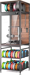 Crafit 3D Printer Cabinet with 48 Spools Filament Storage Rack, 3D Printer Enclosure with Ventilation, Thermo-Hygrometer and LED Light, Heat-Resistant, Dustproof and Noise-Reduction Design, Upgraded