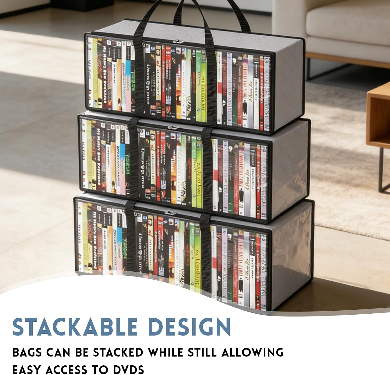 YAYODS 8 Pack DVD Storage Bags, Clear PVC CD Case Holder with Handles, Media Organizer for CDs, Blu-ray, Video Games, Albums, Movie Cases