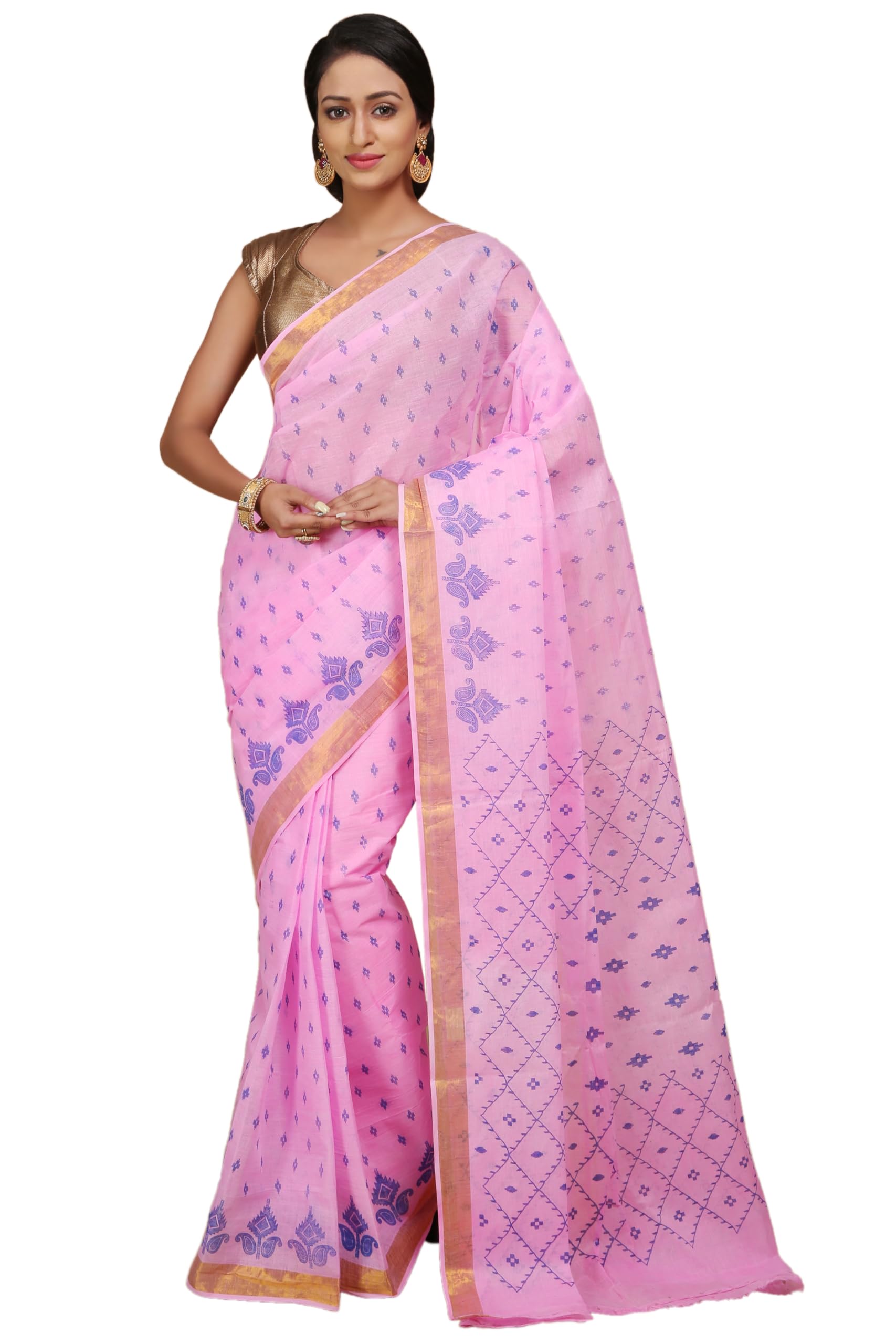 Women Floral Print2 Saree Without Blouse Picece (Pink)-image-11