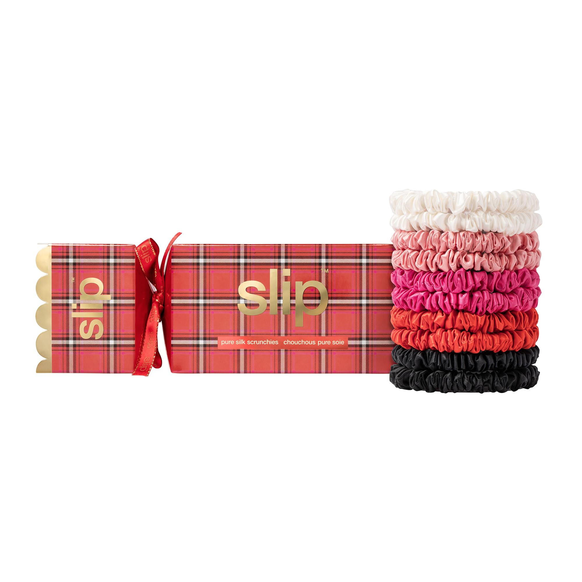 slip Back to Basics Skinny Scrunchies in Holiday Cracker Packaging, Anti-Crease