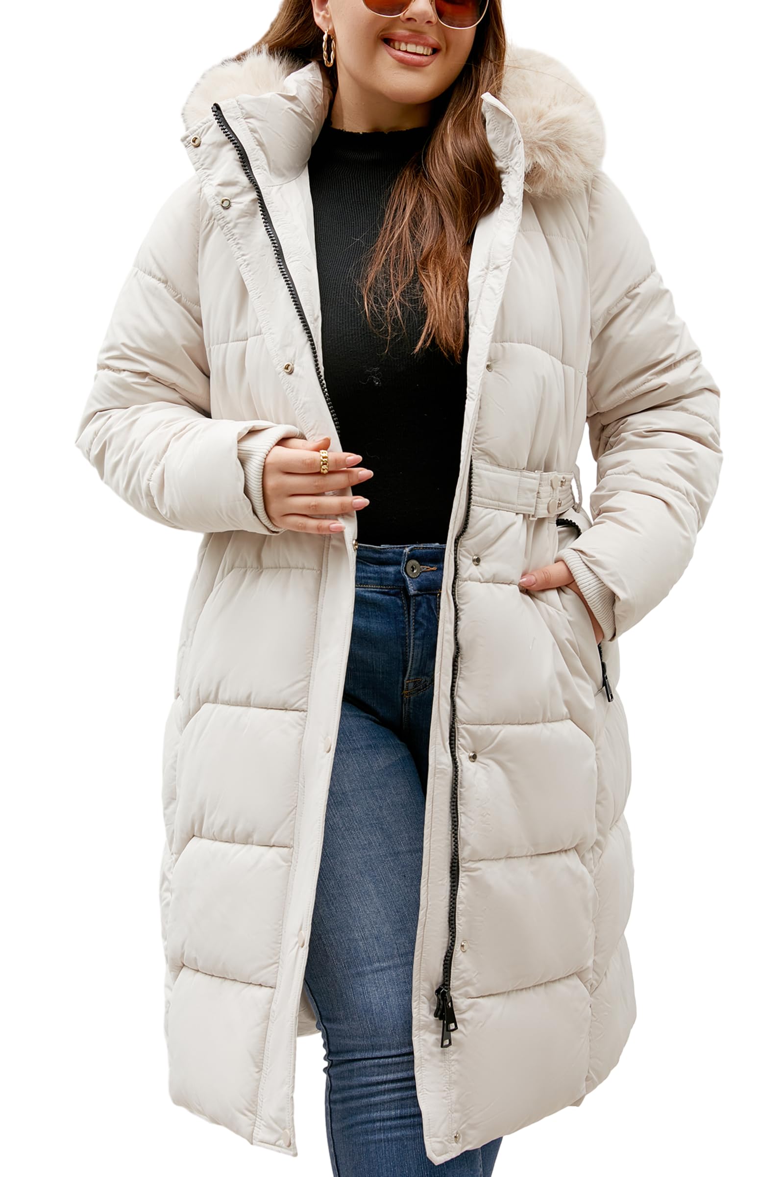 Geschallino Women's Puffer Coat Plus Size Winter Jacket