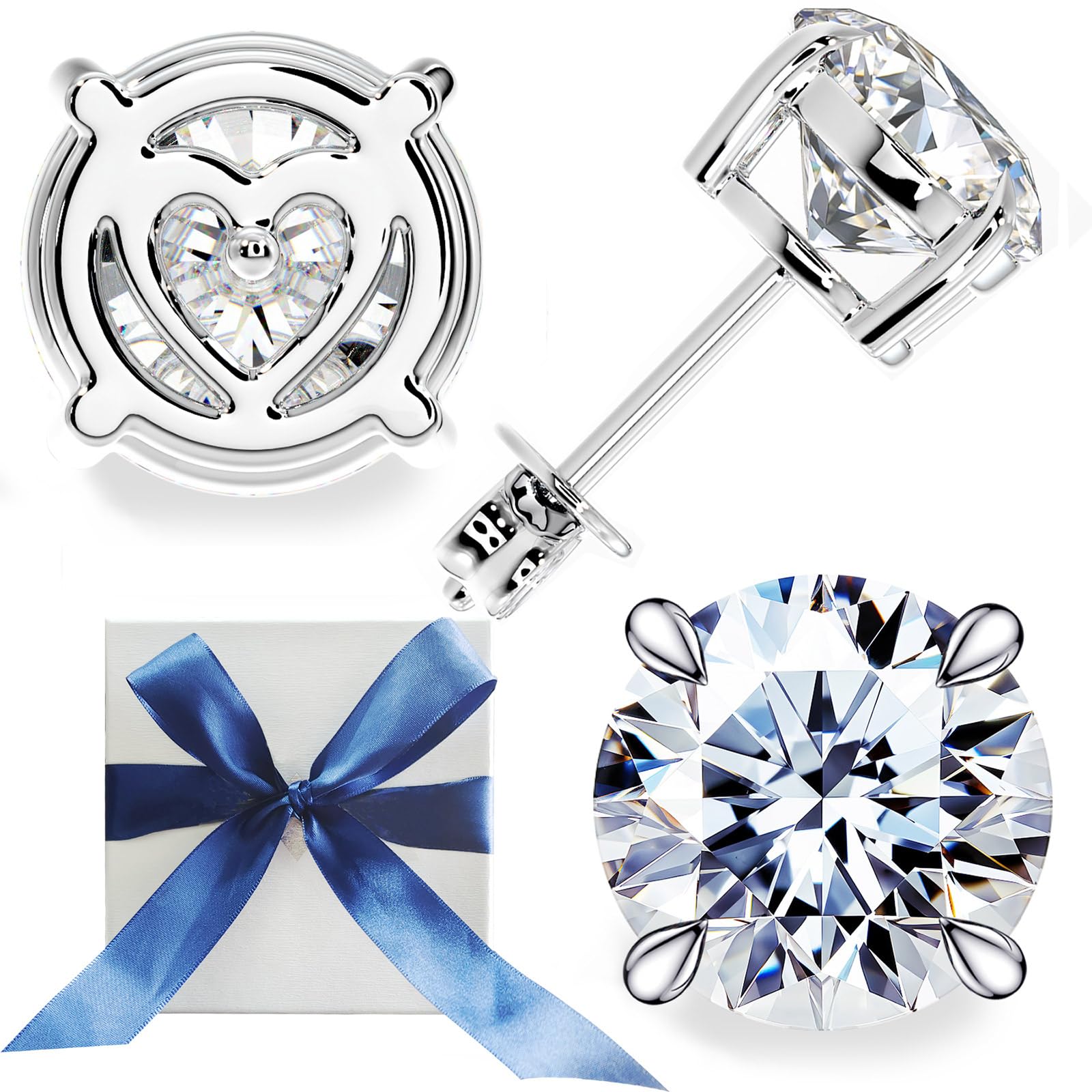 Moissanite Diamond Stud Earrings for Women Men S925 Sterling Silver for Wife Girlfriend Mom 18K Gold Gifts for Her Daughter Sisters Friends on