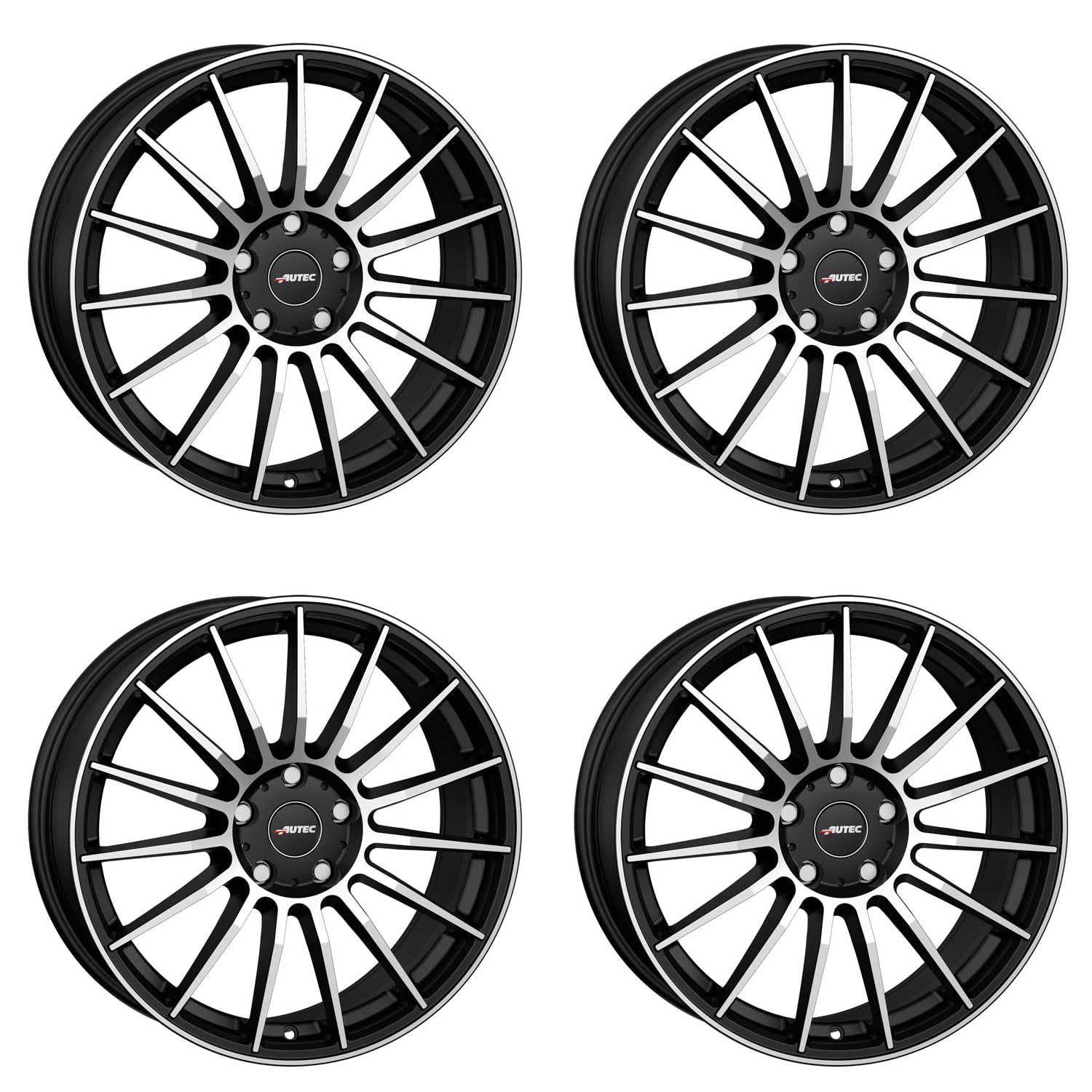 4x AUTEC Felgen Alufelgen LAMERA 8.0x19 ET30 5x112 Schwarz matt poliert kompatibel mit Skoda Kodiaq Octavia Karoq Enyaq Superb Yeti