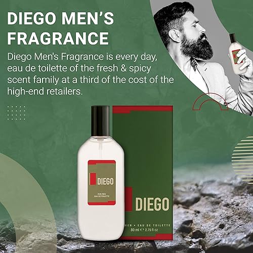 Miniatura 5 de Diego - Fragancia para hombre  Inspirada en el perfume Hugo Boss para hombre  Colonia Eau De Toilette para hombre  Spray natural  Aromas crujientes