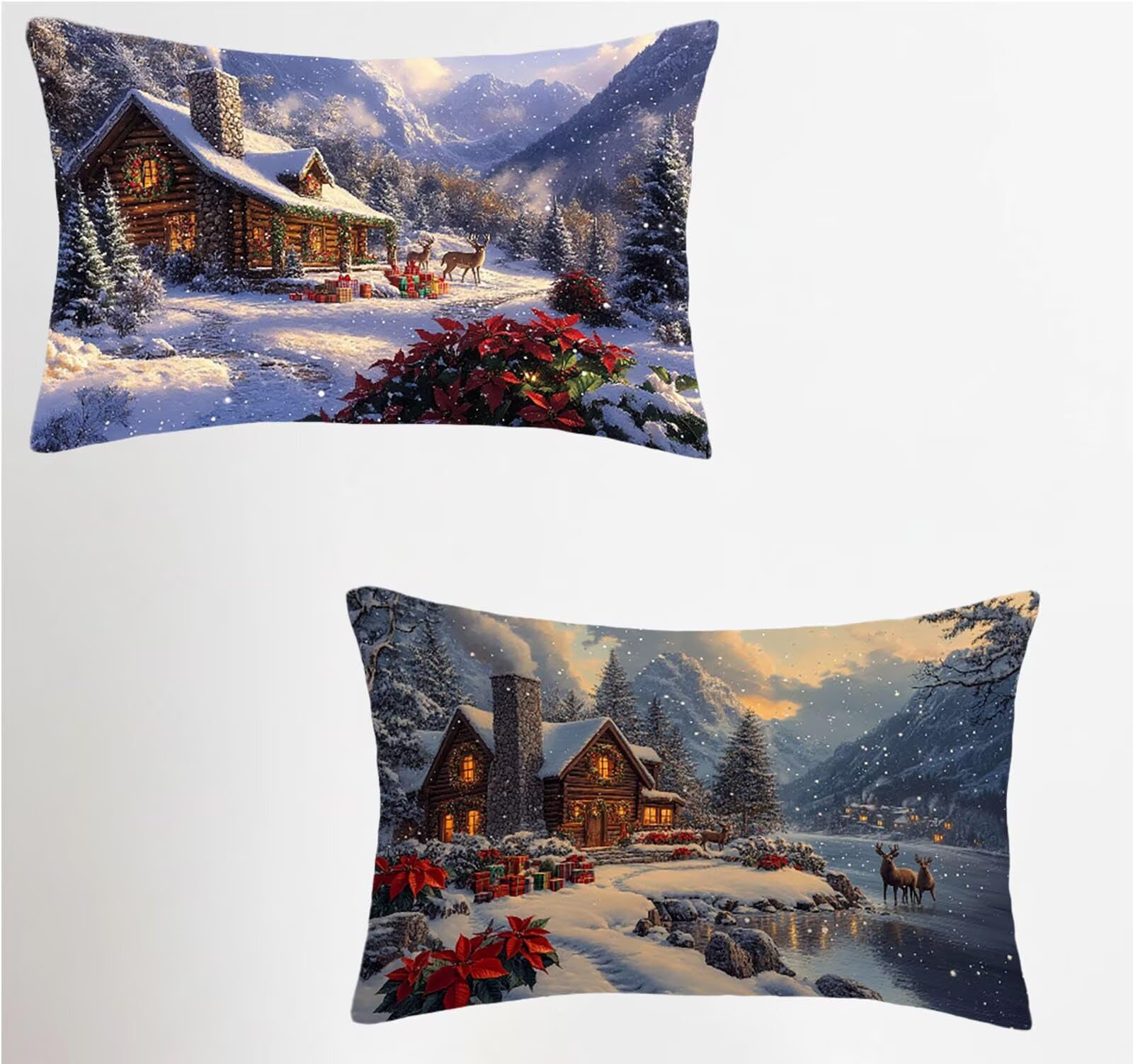 Taie oreiller 70x90 cm lot de 2 pour un hiver cocooning sur le canapé du salon