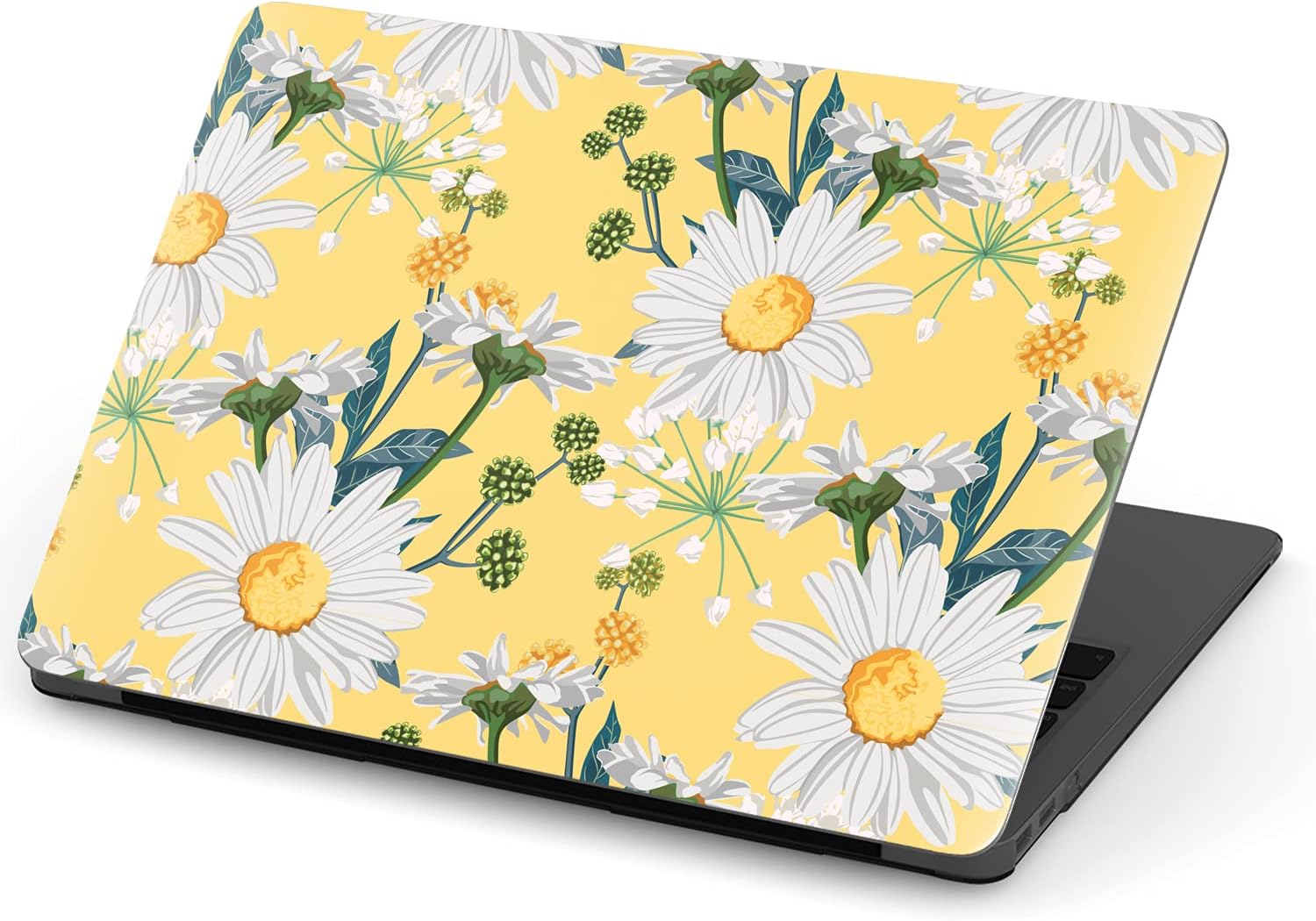 Mertak Hard Case Compatible with MacBook Pro 16 14 Air 15 13 inch M3 M2 M1 Mac 2024 2023 2022 2018 Wildflowers Daisy Laptop Plastic Print Touch Bar Protective Flowers Yellow Floral Meadow Clear