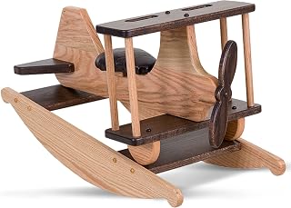 Amish Made Solid Oak Wood Children's Airplane Chair for Toddler - Perfect Rocking Chair for Kids - Children's Wooden Rocking Chair - Toddler Wooden Rocker - Ideal Baby / Kids Room Furniture