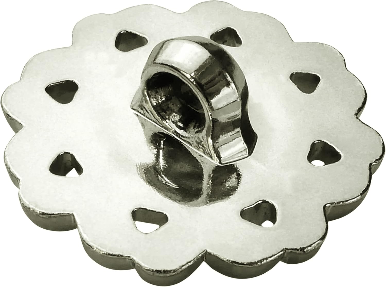Set of 10 Buttons with Tail Flower Shape and Artificial Stone, AERZETIX - C57199, Ø25x11mm for Sewing L40 40L, Dark Chrome, Opening 4 mm, Plastic, for Sewing Haberdashery Clothing