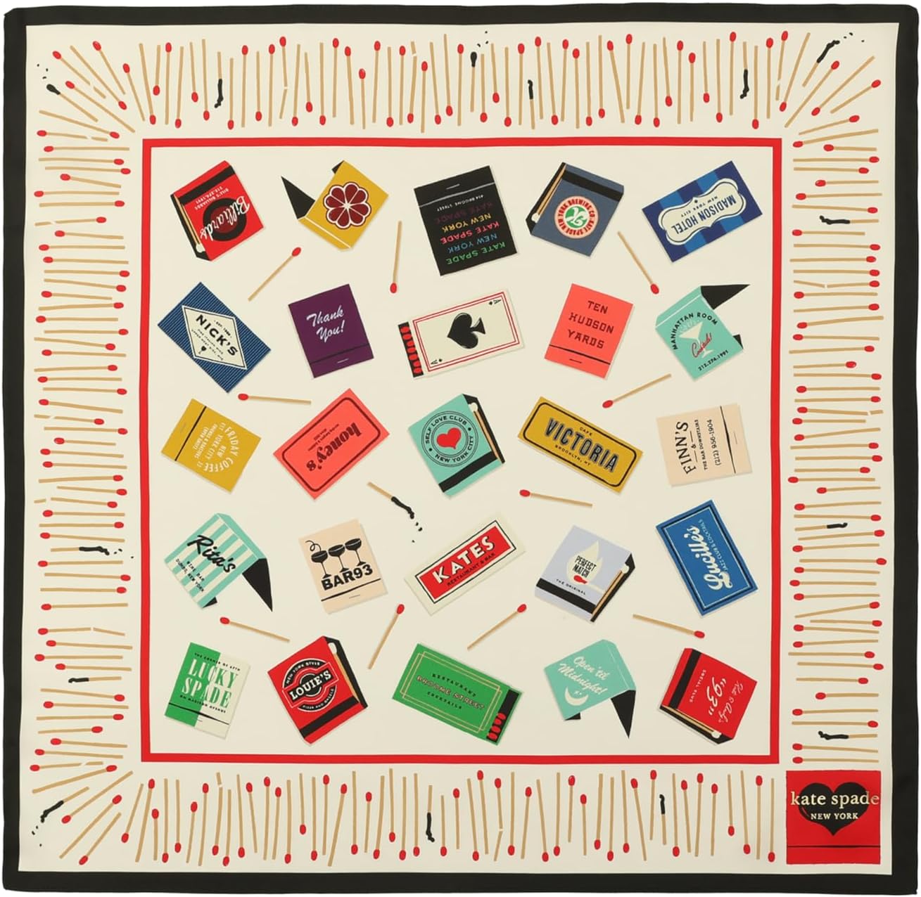 Kate Spade Women's Matchbook Toss Silk Bandana, Stylish & Lightweight Fashion Accessory