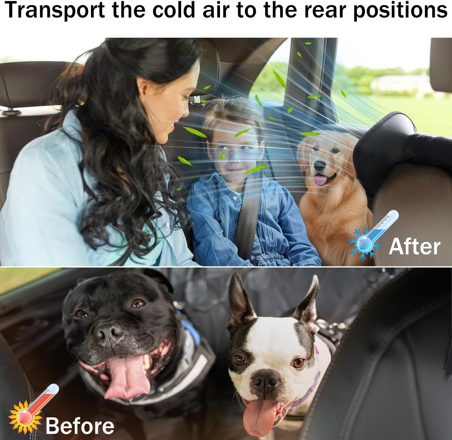 Rsobl Car Air Conditioning Vent Hose,Air Conditioning Vent Extender for Vehicles,Directs Cool Air for Back Seat Make Cool or Warm,Extended and Contracted(Patent Pending),Black (2)