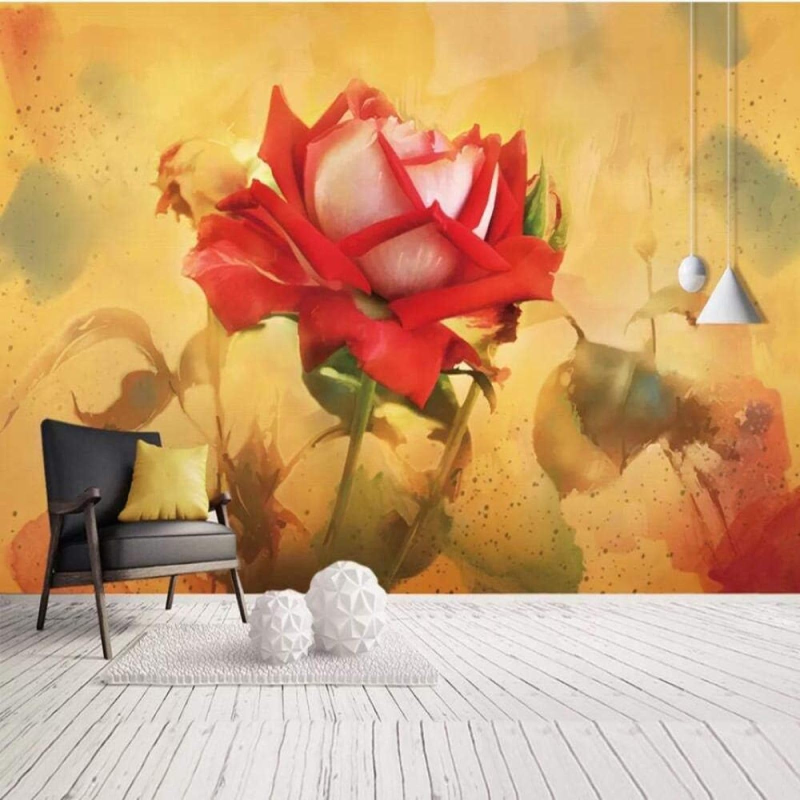 Papel pintado de rosas 3D para pared de salón, dormitorio, cocina y zona de sofá TV