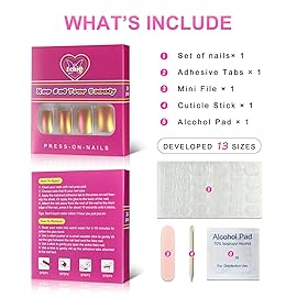 Rainbow Chrome Fake Nails Short Squoval Glossy Gorgeous Press On Nails Full Cover Shiny Fingernail Tips 24 CT