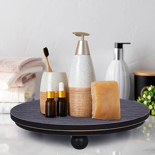 Vista 45 de Defined Deco Mini elevadores para exhibición, elevadores de madera para decoración, pedestales redondos pequeños de 5 pies (juego de 2, blanco)