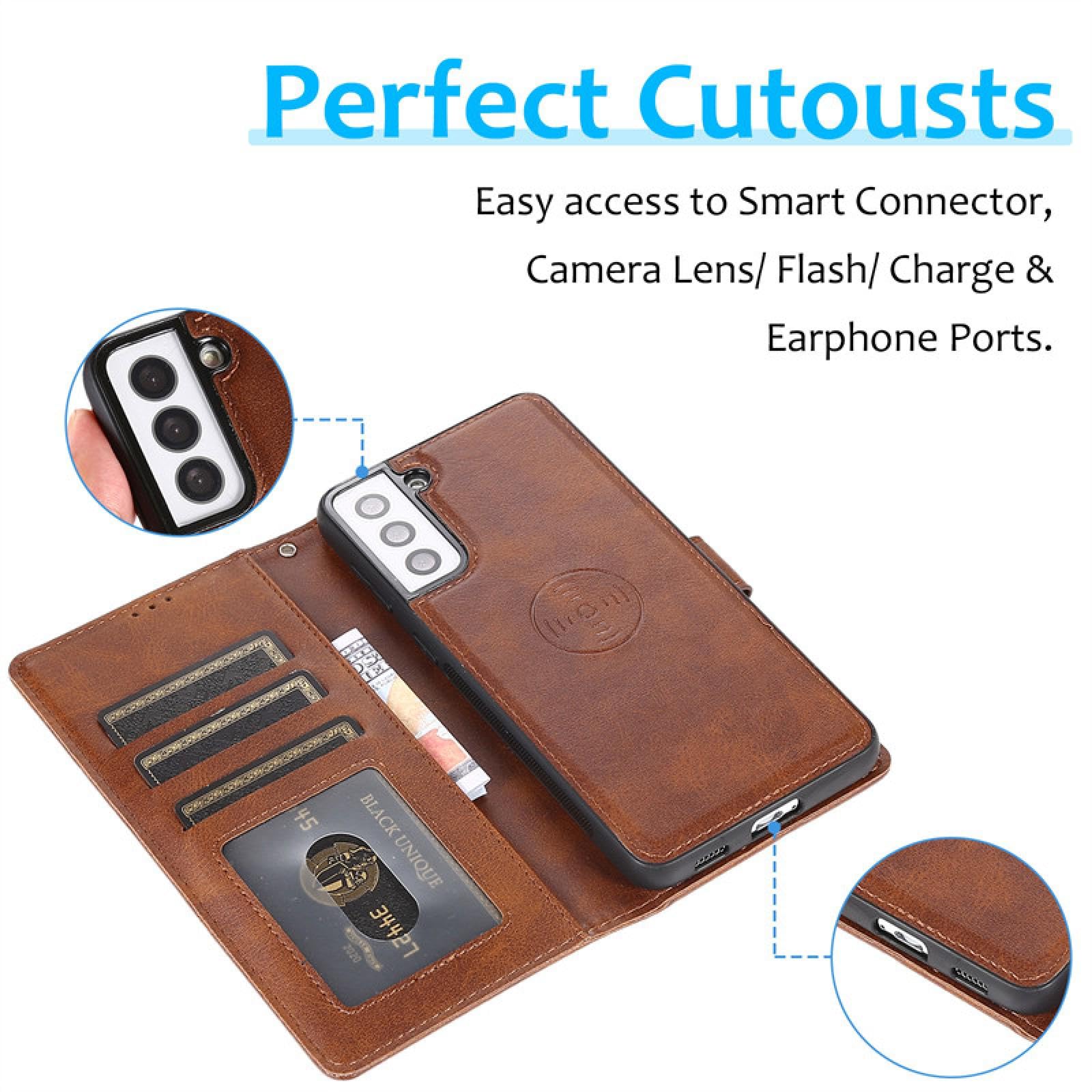 Étui Portefeuille magnétique en Cuir pour Samsung S9 (Marron)