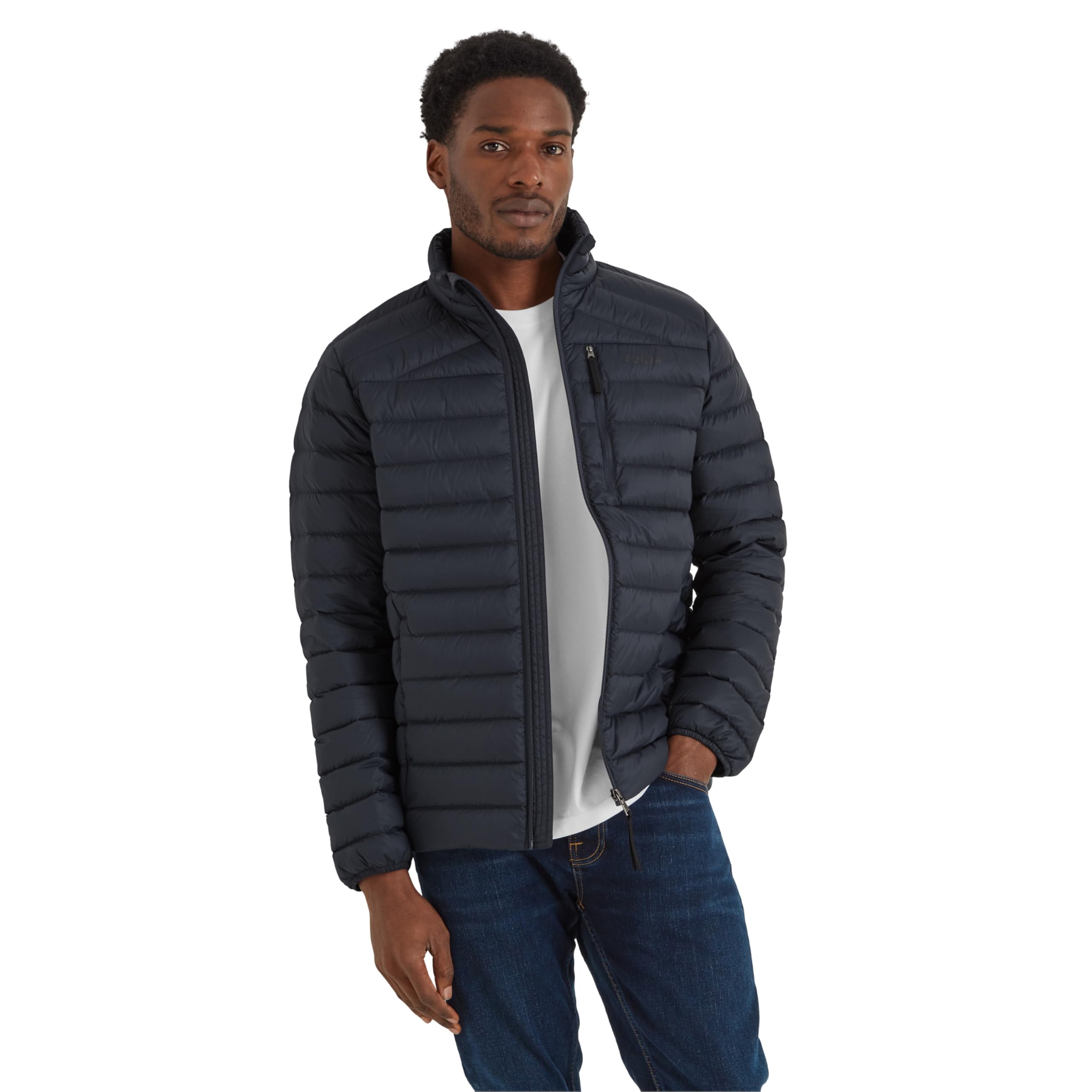 Tog24 Men's Dark Indigo North Rds Certified Down Short Jacket Ultra Warm 90% Duck Down Superior Insulation Coat Which Packs Away Conveniently Into Chest Pocket & Doubles Up As Travel Pillow