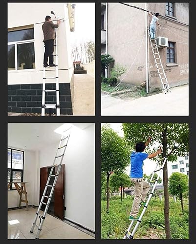 Miniatura 5 de Extra Tall Telescoping Ladder with Detachable Hook, Aluminum Protable Folding Extension Ladder, for Loft Indoor Outdoor Office House, Load 150kg