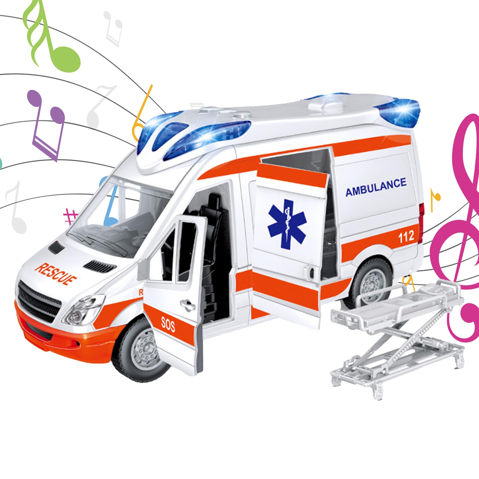 Set Di Giocattoli Per Ambulanze-Van Per Medicinali Push-and-go, Effetti A LED Luminosi, Robusto Trasporto In Plastica | Simulatore Di Scena Di Emergenza Di Ruolo Con Strumenti Per La Vita Che Incoragg