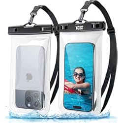 YOSH Funda Impermeable Móvil Flotante [2 Unidades], IPX8 Bolsa Estanca Móvil con Cordón, Funda Agua Movil Universal para iPhone 15 14 13 12 Pro MAX, Samsung Galaxy S23 S22, Xiaomi, Huawei hasta 7.5"