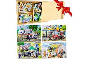 4-in-1 Wooden Puzzles for Boys - Police Car Puzzle