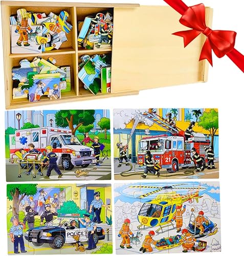 Miniatura 1 de Rompecabezas de madera 4 en 1 para niños de 48 piezas para niños de 4 a 6 años, gran regalo para niños, rompecabezas de automóvil para niños de 4 a