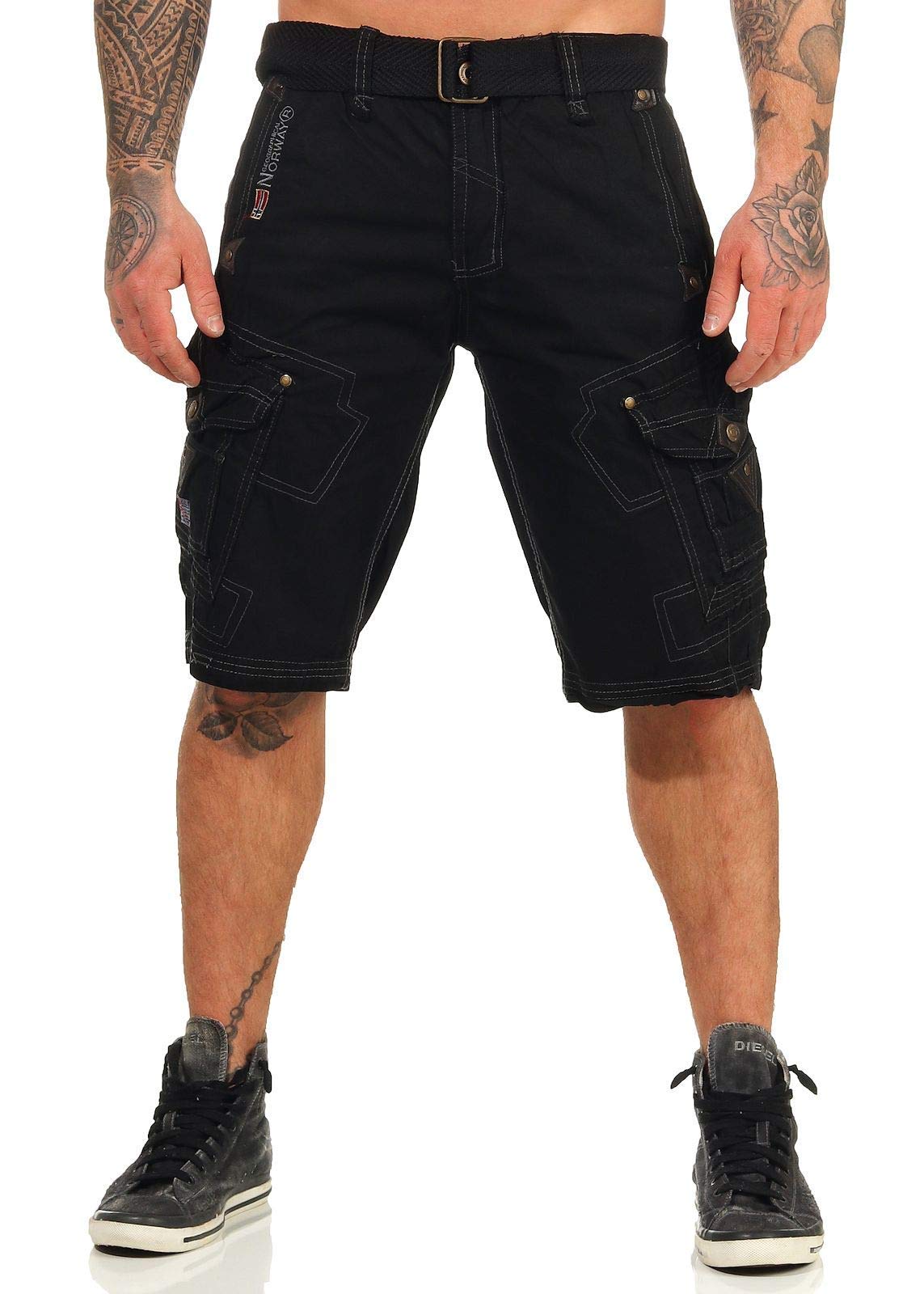 Geographical Norway Shorts, Kurze Cargo Hose Peanut, Bermuda Sommer Camouflage Men
