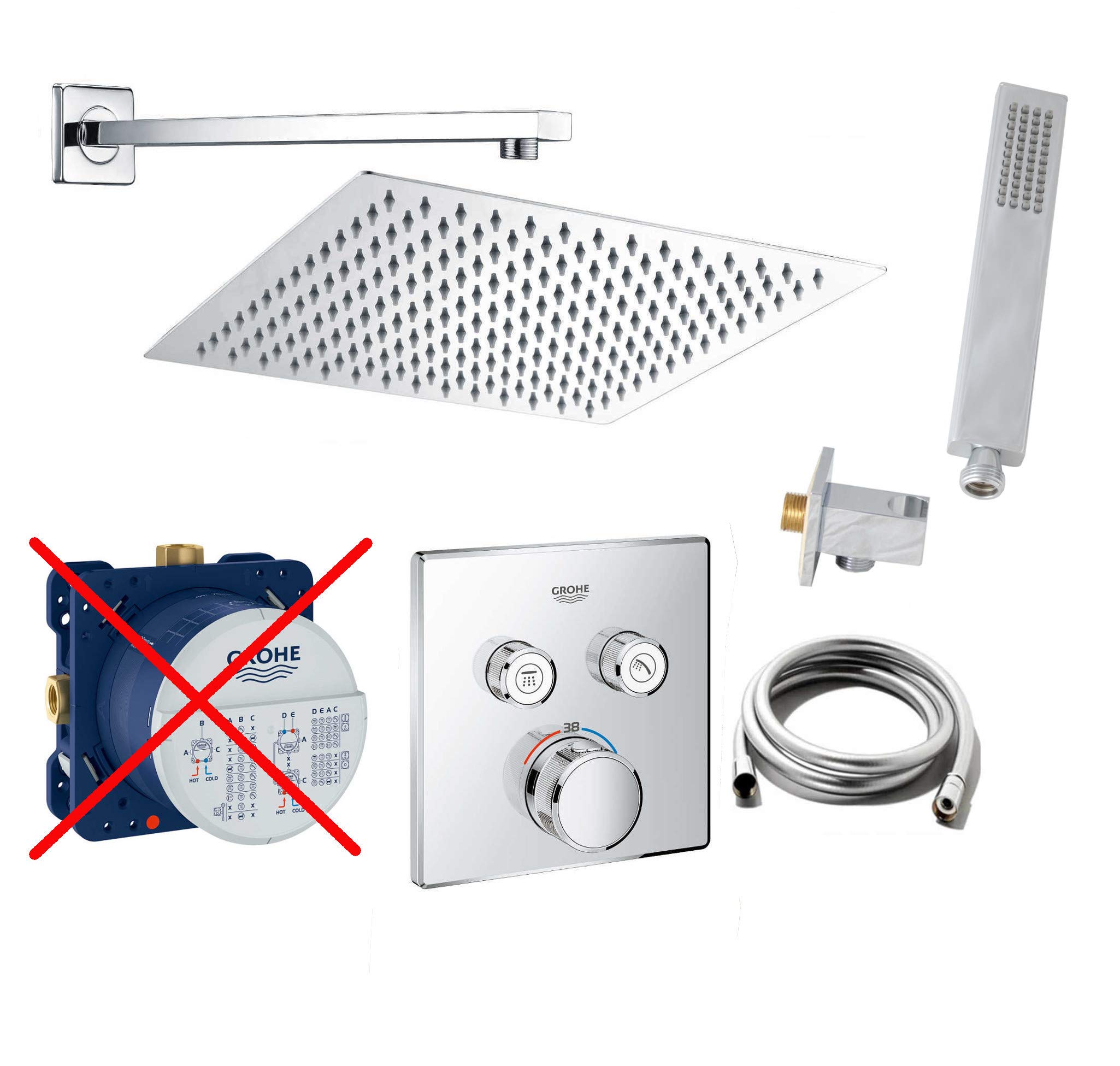 vanvilla Duschsystem Unterputz mit Duscharmatur Grohe poliert G02-ob