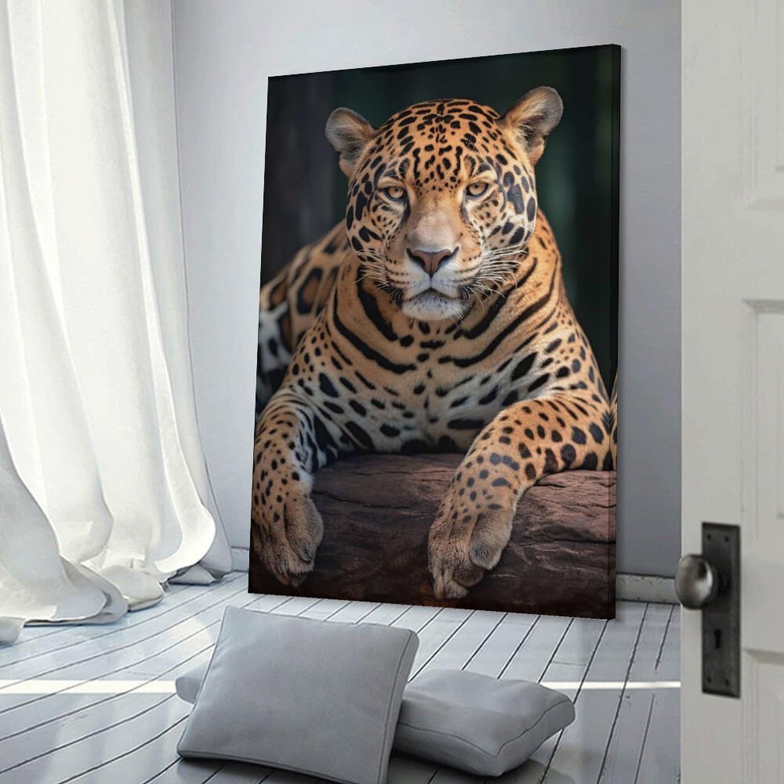 Junmoney Jaguar Wildlife Portrait Canvas Wall Decor 20x30inch(50x75cm), for Entrance Walls, Hall Decor Or Foyers, Wall Decor to Refresh Empty Corners