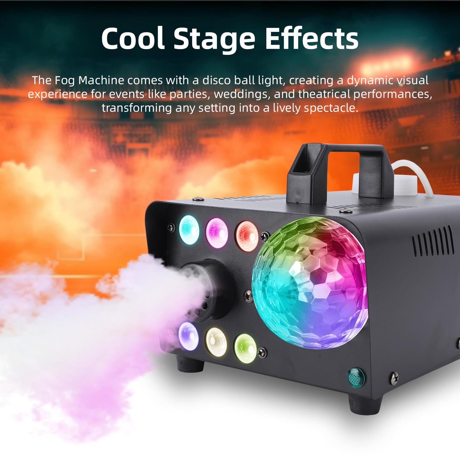SUNGOOYUE Macchina per la Nebbia da Palco, Macchina per il Fumo da 600 W, Luce da Discoteca con Telecomando Wireless per Effetti Scenici di Feste, Matrimoni, Club DJ (Spina UE 220-240 V)