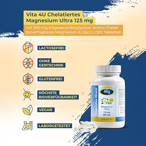 Magnesium Bisglycinate Tablets - 300 x 900 mg Magnesium Bisglycinate Chelate - High Dose & Easy to Swallow - 250 mg Elementary Magnesium per Day - Vegan & Laboratory Tested - 150 Days Supply