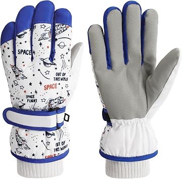 Kids Winter Snow Ski Gloves for Boys Girls Children, Snowboard Waterproof Outdoor Warm Fleece Gloves for Cold Weather