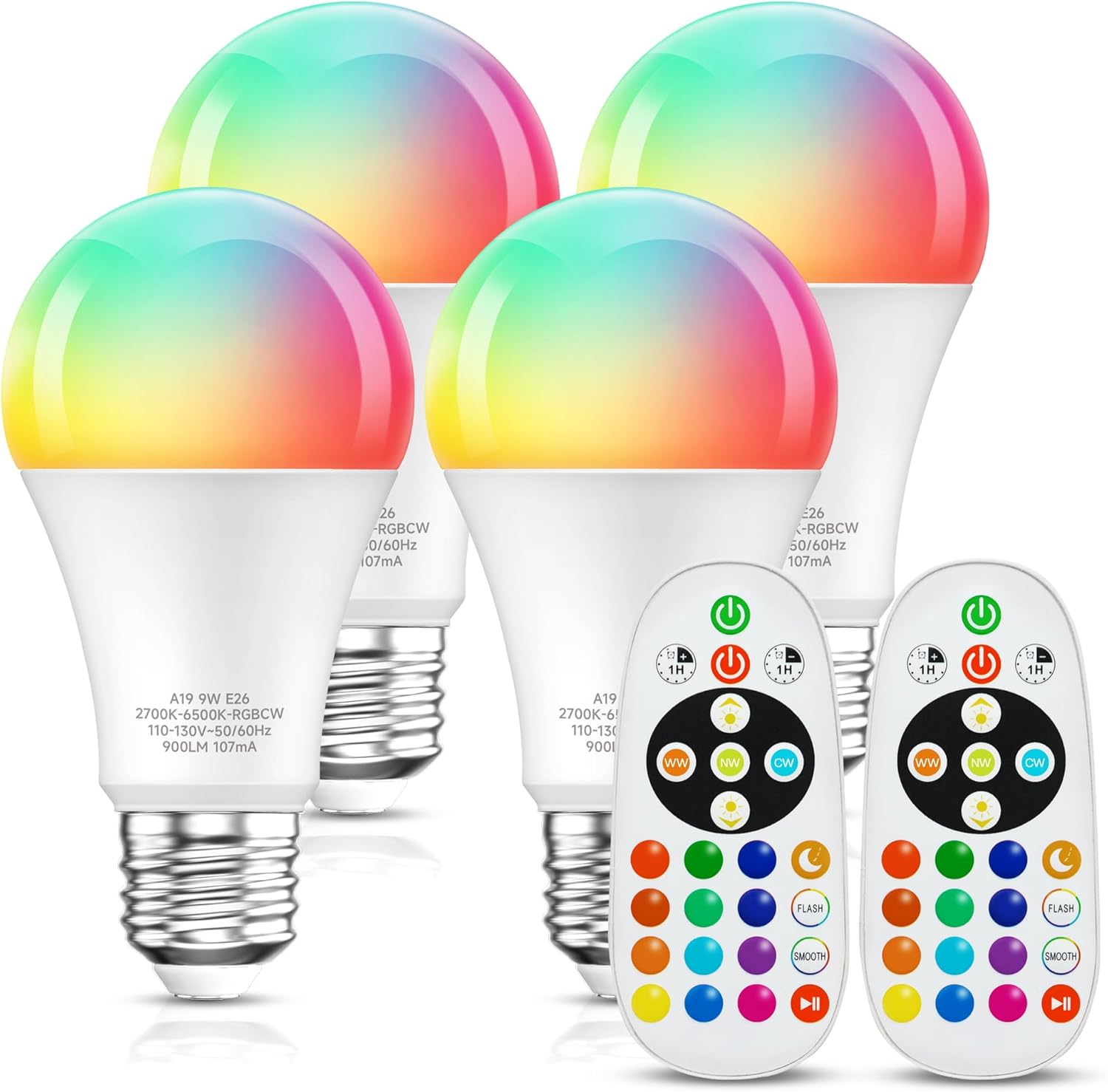 Eastiya Color Changing Light Bulb, 100W Equivalent, 900LM, RGBW+Warm