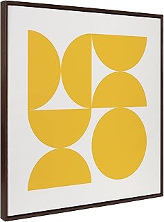 Kate and Laurel Sylvie Bold Vintage Geometric Sunshine Yellow Framed Can...