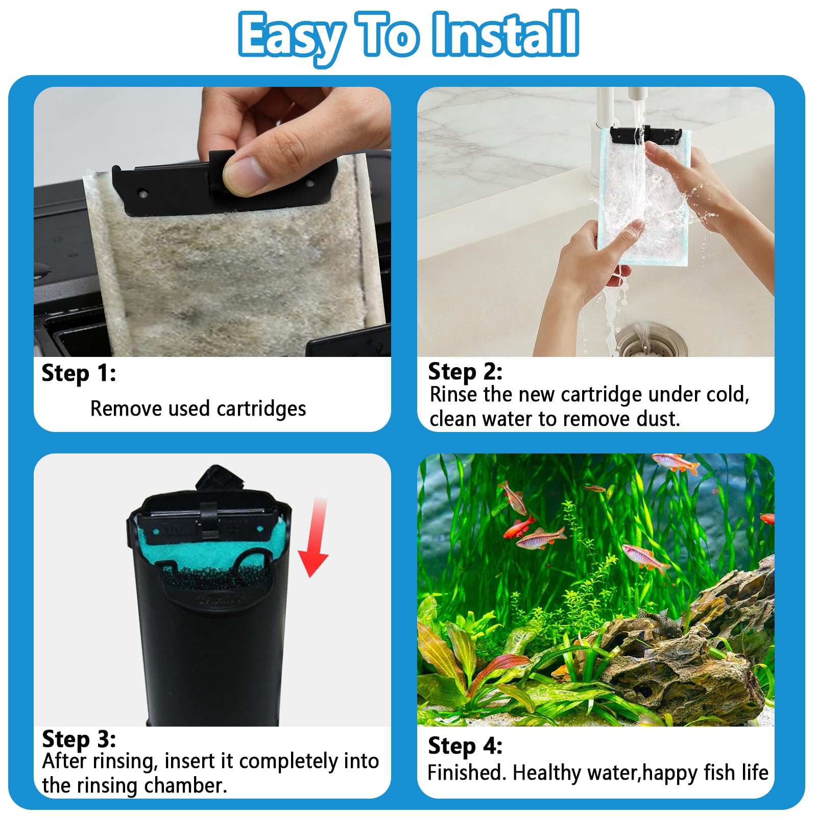 Set di cartucce filtro per acquari compatibile con Tetra EasyCrystal Aquarium C250 e C300, include 12 filtri a carbone attivo e 5 filtri in schiuma