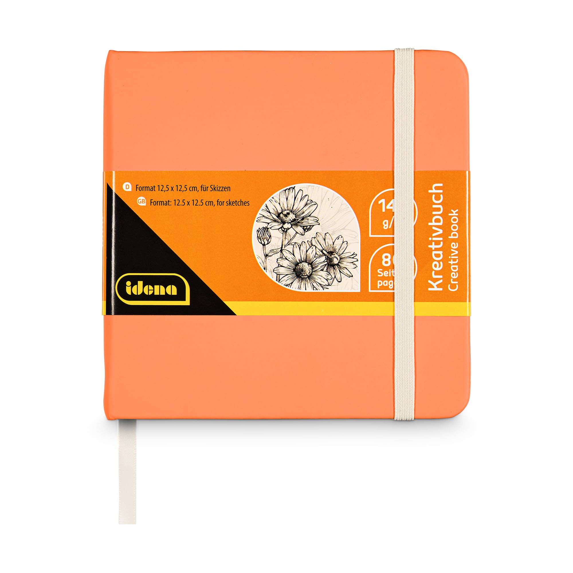 Idena 60073 - Sketchbook in Square Format 12.5 x 12.5 cm, Drawing Book with 80 Blank Pages 140 g/m², for Artists, Students and Painting Enthusiasts