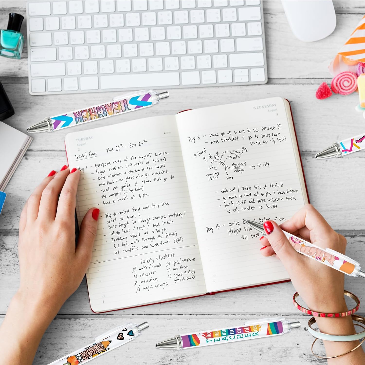 Kicpot 10pcs Teacher Pens Fun Cool Funny Cute Pens Set Best Teachers Appreciation Gifts in Bulk Pens for Writing Preschool Stationery School Office Supplies - Image 5