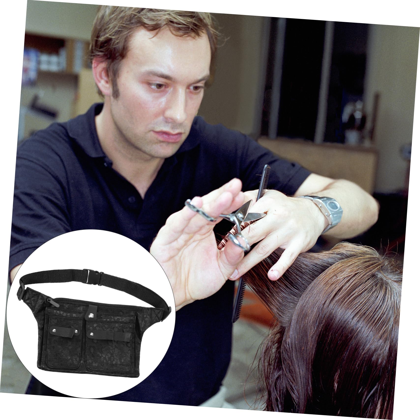 IWOWHERO Hairdressing Waist Bag Barber Bag Scissor Pouch for Hairstylist Comb Tools Storage