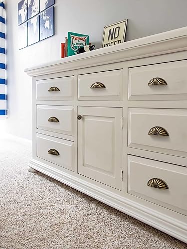 Miniatura 5 de Tiradores de Copa para Gabinete de Latón Antiguo 3" Centro de Agujeros Paquete de 2 Tiradores Vintage para Cajones Herrajes de Cocina Manijas de