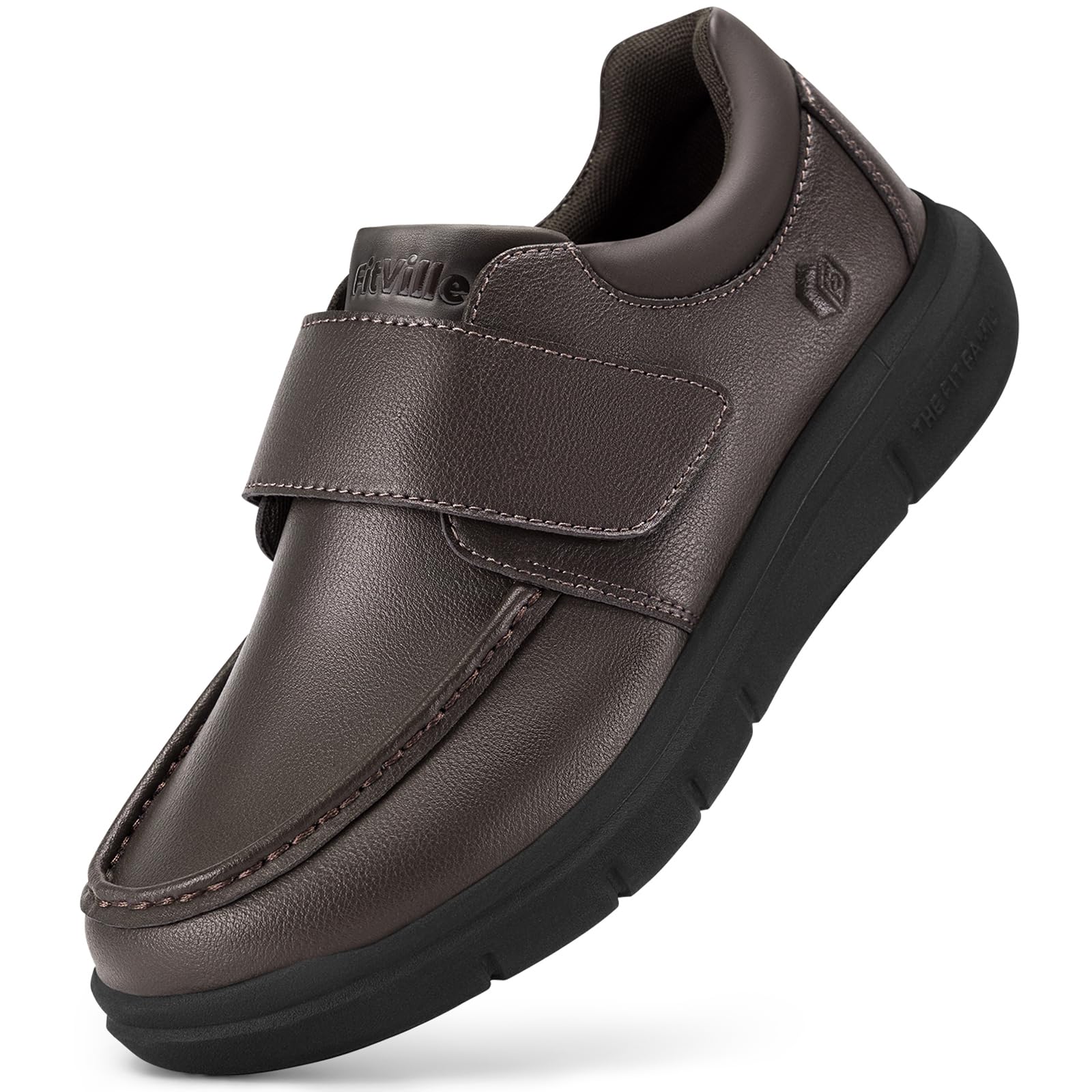 FitVille Scarpe Uomo Diabetici Pianta Larga Mocassini in Pelle Extra Larghi Scarpe Uomo Casual con Strappo per Piedi Gonfi da Lavoro