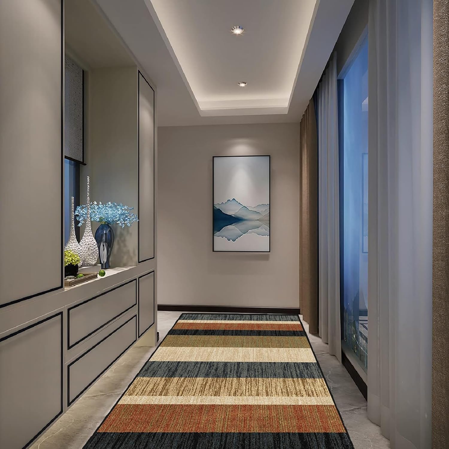 YUANZHI Carpet Runners for Hallway 90 x 240 cm Classical Geometric