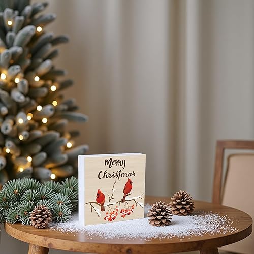 Miniatura 6 de Decoraciones de mesa de Navidad, decoración de Navidad, decoración de interiores, hogar, habitación, cardenales, oficina, baño, caja de madera,