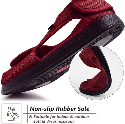 Miniatura 4 de W&Lesvago Pantuflas diabéticas con punta abierta para mujer, anchura ajustable, para artritis y edema para pies hinchados MS6010W