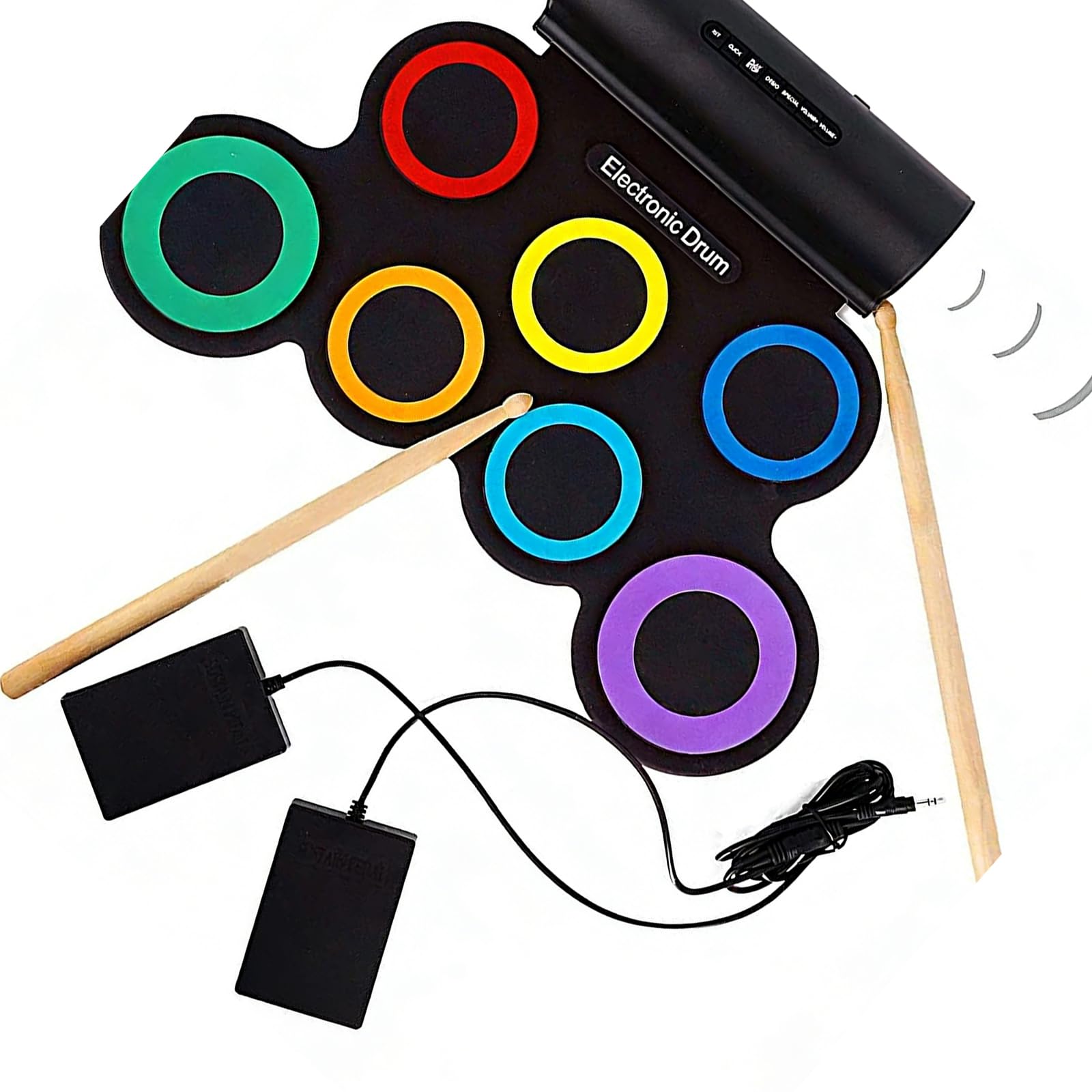 Batteria elettronica pieghevole in silicone alimentata tramite USB, per uso interno ed esterno, include la selezione del suono