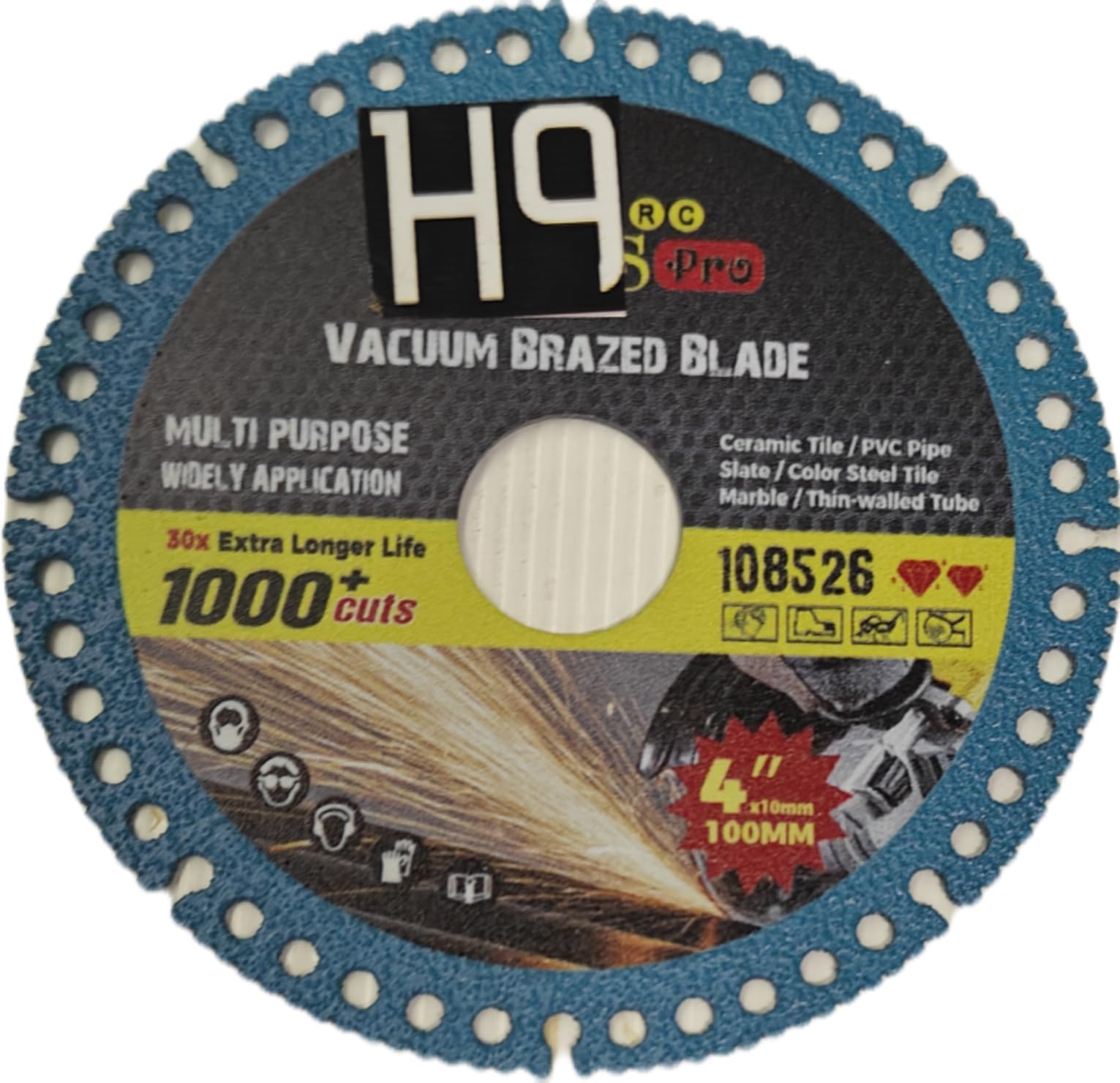 H9 100mm Multi-Purpose Angle Grinder Cutter Disc | 4" Diamond Blade for Marble, Tiles, Metal, PVC, Wood & Rubber | Vacuum Brazed | 13,800 RPM Durable Cutting Wheel-image-8