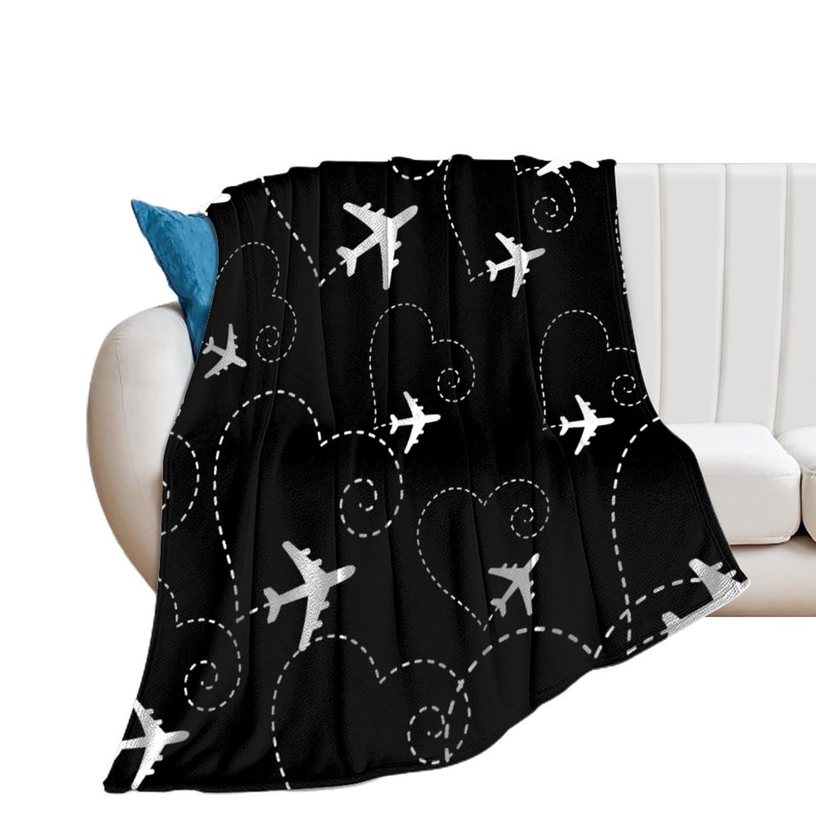 Nclqvjxzkhw Men's Style Airplane Heart Flannel Blanket Soft Throw Blankets Bed Couch Sofa Travel