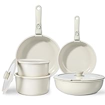 GiPP Set di Pentole e Padelle Ceramiche Antiaderenti 11 Pezzi con Manico Amovibile – Cucina Sana per Camper, Senza Tossine, Compatibile Induzione, Forno, Lavastoviglie (Bianco, 11Pezzi)