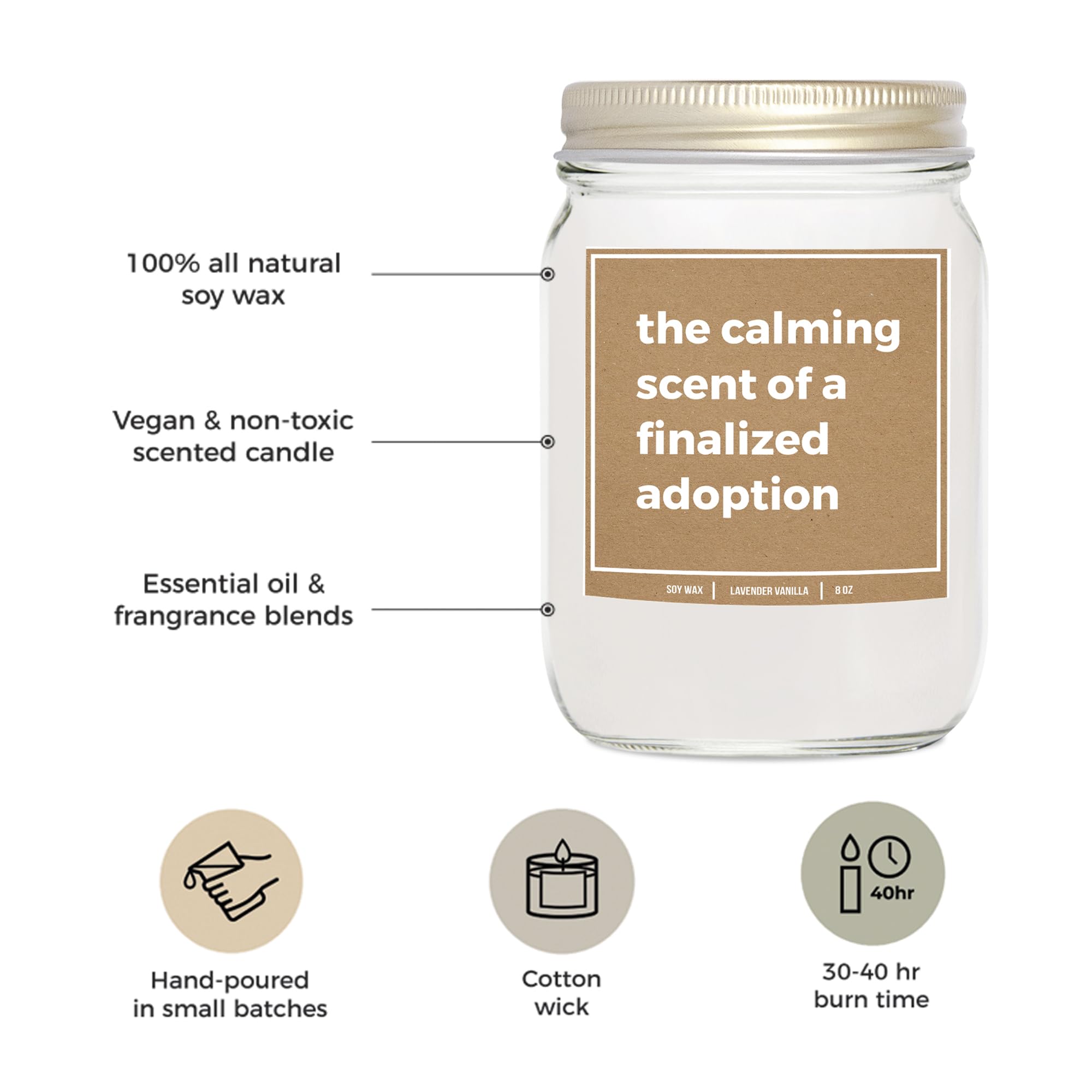 You Nique Designs Adoption Day Candle 8oz - Adoption Day Candles, Adoption Gifts for Adoptive Parents, Adoption Finalization, Adoption Gifts for Family, Non Toxic Candles 479 (Lavender & Vanilla)