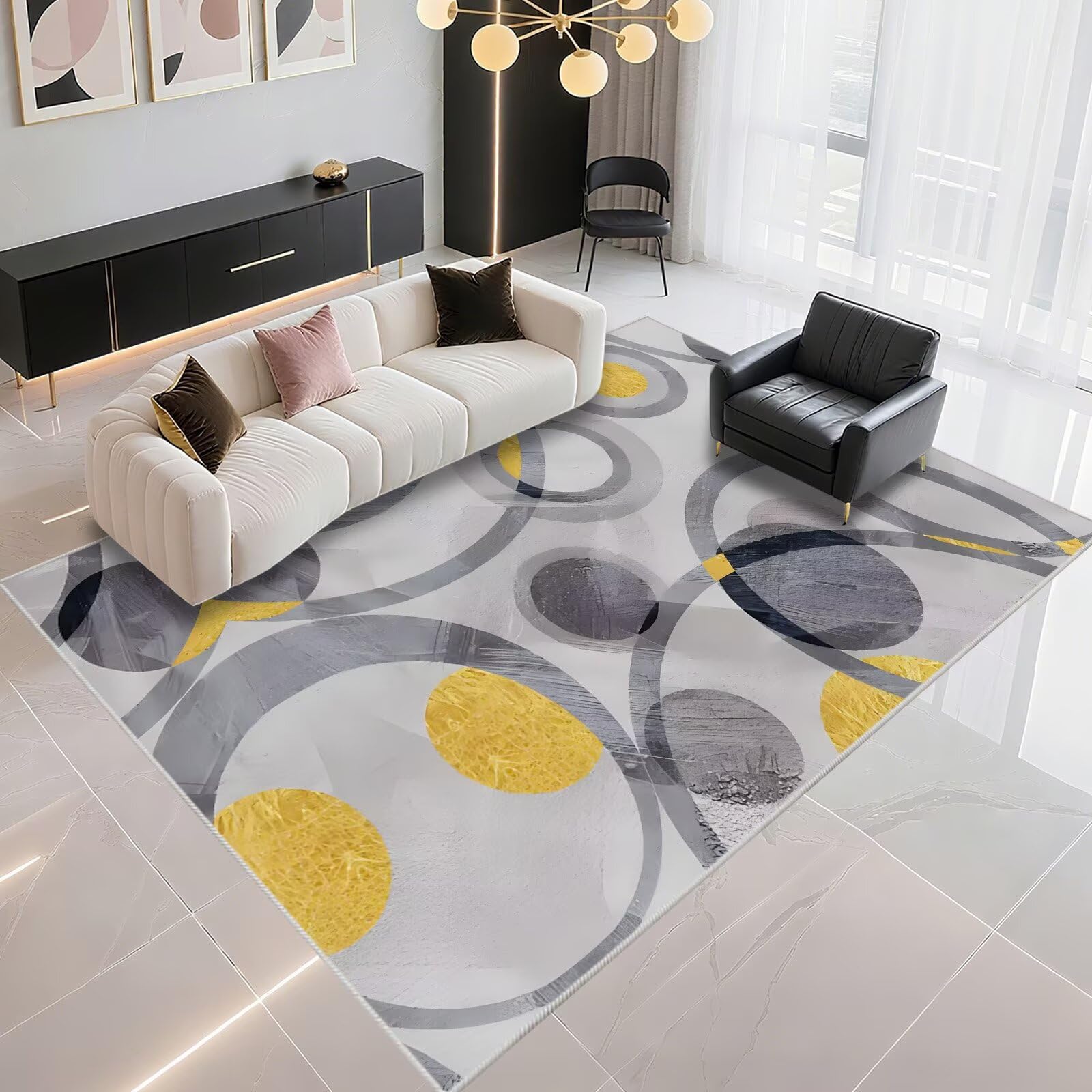 Tapis d'extérieur grand format gris-jaune pour protéger le sol de la cuisine